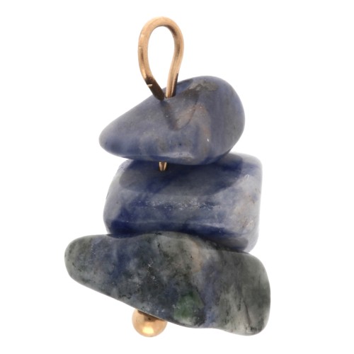 Dije en forma de patata frita de 16 mm con piedra preciosa de sodalita - Acero inoxidable 304 Dorado x1