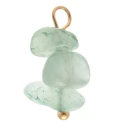 Dije en forma de patata frita de 16 mm con piedra preciosa teñida de aventurina - Acero inoxidable 304 Dorado
