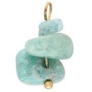 Dije en forma de patata frita de 16 mm, de amazonita teñida - Acero inoxidable 304 Dorado x1