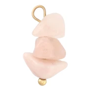 Dije en forma de patata frita de 16 mm con piedra preciosa de cuarzo rosa - Acero inoxidable 304 Dorado x1