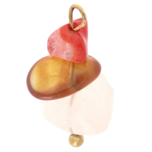 Dije con forma de patata frita de 16 mm con piedra preciosa de cornalina - Acero inoxidable 304 Dorado x1