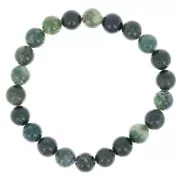 Pulsera elástica 18 cm de cuentas redondas 8 mm Green Agate