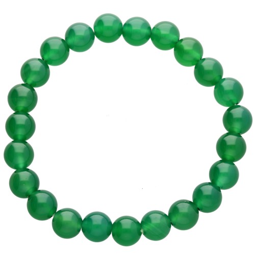 Pulsera elástica de 18 cm con cuentas redondas de 8 mm - Ágata verde