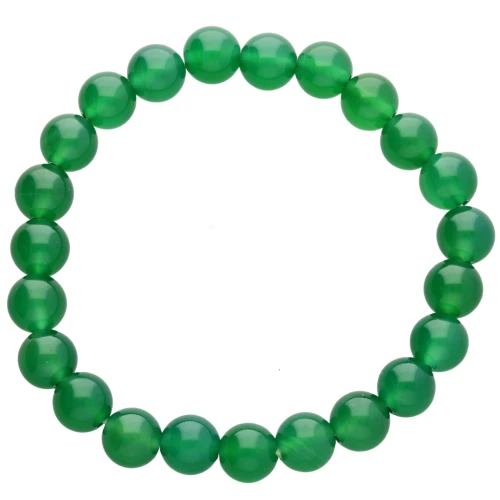Pulsera elástica de 18 cm con cuentas redondas de 8 mm - Ágata verde