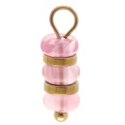 Dije de aros de 4 mm con gema teñida de cuarzo fresa. Acero inoxidable 304 dorado.