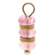Dije de aros de 4 mm con gema teñida de cuarzo fresa. Acero inoxidable 304 dorado.