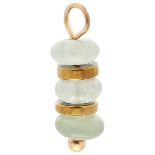 Dije arandelas 4 mm y Aventurina verde - Acero inoxidable 304 Dorado x1