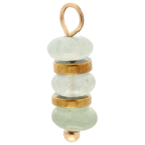 Dije de aros de 4 mm con gema teñida de aventurina - Acero inoxidable 304 dorado x1