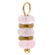 Dije de aros de 4 mm y piedra preciosa de cuarzo rosa - Acero inoxidable 304 Dorado x1