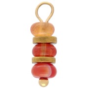 Dije con aros de 4 mm y piedra preciosa (coralina) - Acero inoxidable 304 dorado x1