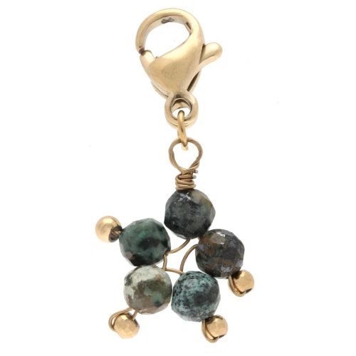 Dije estrella con Cierre - Acero inoxidable 304 Dorado - Turquesa africana x1