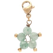 Dije con forma de estrella y cierre - Acero inoxidable 304 Dorado - Aventurina teñida x1