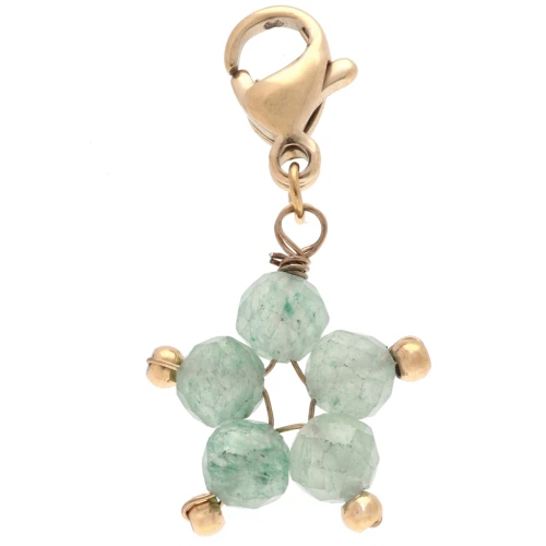 Dije con forma de estrella y cierre - Acero inoxidable 304 Dorado - Aventurina teñida x1