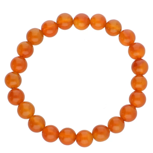 Pulsera elástica de 18 cm con cuentas redondas de 8 mm - Imitación Cornalina tintada