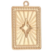 Colgante rectángulo motivo estrella resina epoxi 28x18 mm acero inoxidable 304 Dorado Redx1
