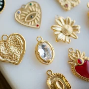 Colgante corazón y ojo de 20 mm con strass - Acero inoxidable Dorado 304 x1