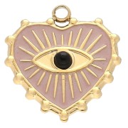 Dije corazón 16x15 mm con resina epoxi - Acero inoxidable 304 Dorado - Rosa x1|raw }}