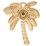 Dije de palmera 17x13 mm con strass - Acero inoxidable 304 Dorado - Cristal x1