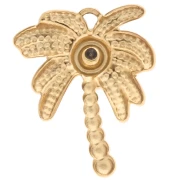 Dije de palmera 17x13 mm con strass - Acero inoxidable 304 Dorado - Cristal x1