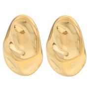 Pendientes ovalados 47x35 mm efecto plisado - Acero inoxidable Dorado 304 x2|raw }}