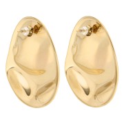 Pendientes ovalados 47x35 mm efecto plisado - Acero inoxidable Dorado 304 x2