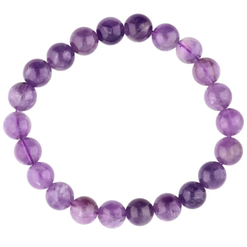 Pulsera elástica de 18 cm con perlas redondas de 8 mm - Amatista