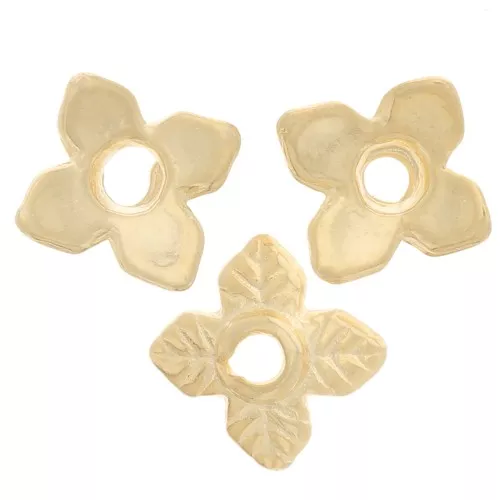 Casquillas flores 6 mm dorado con oro fino x10