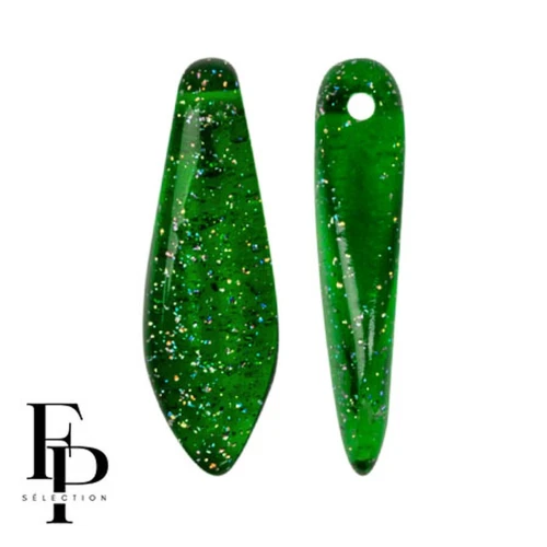 Cuentas de cristal Dagas 5x16 mm - Verde Constelación transparente x25