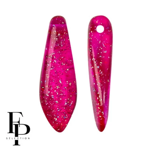 Cuentas de cristal Dagas 5x16 mm - Constelación Transparente Rosa Fucsia x25