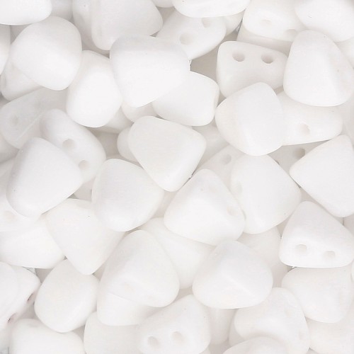 Abalorios de cristal checo dos agujeros Nib-Bit 6x5 mm - Blanco opaco x10g