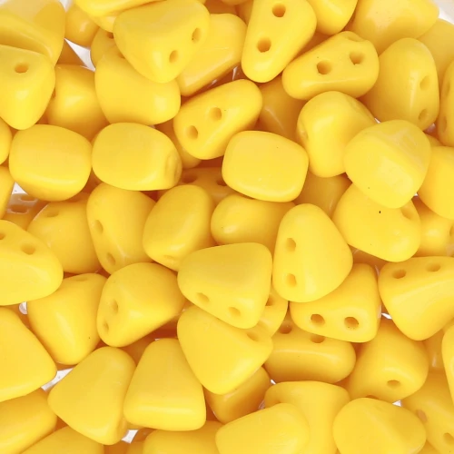 Abalorios de cristal checo dos agujeros Nib-Bit 6x5 mm - Amarillo opaco x10g