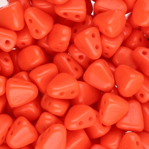 Abalorios de vidrio checo dos agujeros Nib-Bit 6x5 mm - Rojo claro opaco x10g