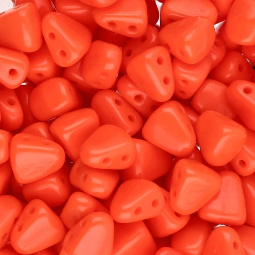 Abalorios de vidrio checo dos agujeros Nib-Bit 6x5 mm - Rojo claro opaco x10g