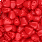 Cuentas de cristal checo dos agujeros Nib-Bit 6x5 mm - Coral rojo opaco x10g