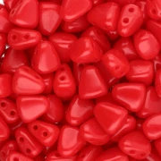 Cuentas de cristal checo dos agujeros Nib-Bit 6x5 mm - Coral rojo opaco x10g