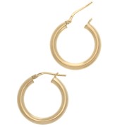 Pendientes de aro redondo liso 21 mm - del hilo 3 mm - Plata 925 Dorado con oro fino x2|raw }}
