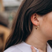 Pendientes de aro redondo liso 21 mm - del hilo 3 mm - Plata 925 Dorado con oro fino x2