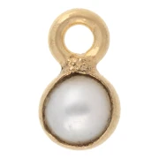 Dije de Nácar redondo de 4,5 mm - Blanco - Dorado con oro fino x1
