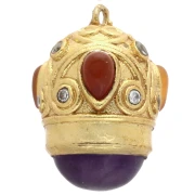 Colgante Étnico 20x15mm CZ y Gema - Dorado con oro fino - Amatista - Cornalina