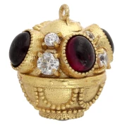 Colgante 17x16 mm Gema étnica y CZ - Dorado con oro fino - Granate x1