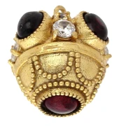 Colgante 17x16 mm Gema étnica y CZ - Dorado con oro fino - Granate x1