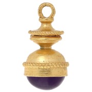 Colgante en forma de farolillo, 27 x 14 mm, piedra preciosa - Amatista - Dorado en oro fino x1