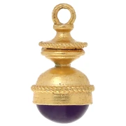 Colgante en forma de farolillo, 27 x 14 mm, piedra preciosa - Amatista - Dorado en oro fino x1