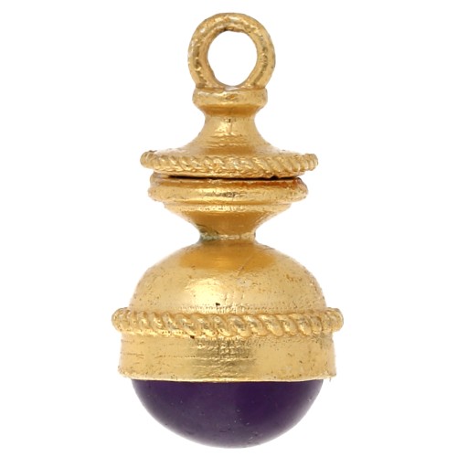 Colgante farol 28x15 mm gema - Amatista - Dorado con oro fino x1