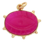 Colgante ojo 17,5x20 mm gema de color - Dorado con oro fino - Calcedonia rosa|raw }}
