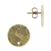 Pendientes disco martillado un agujero 10 mm bronce x2|raw }}