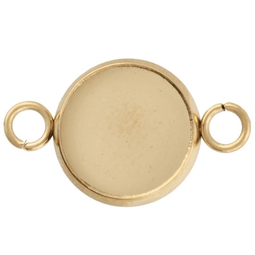 Engarce de anillo abierto para cabujón de fondo plano de 10 mm en acero inoxidable dorado x1