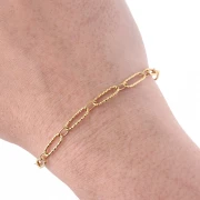 Cadena de malla ovalada alternada (1x1) texturizada de 4 mm de acero inoxidable 304 Dorado x50cm