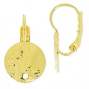 Ganchos cerrados disco arrugado un agujero 12 mm dorado con oro fino x2