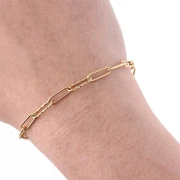 4 mm de textura rectángulo alternando eslabón de la cadena de acero inoxidable 304 Dorado x50cm